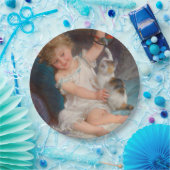 遊び時間：女遊の子とペットの子猫 ペーパープレート (パーティー)