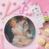 遊び時間：女遊の子とペットの子猫 ペーパープレート (パーティー)