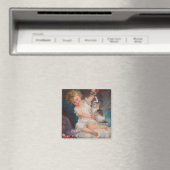 遊び時間：女遊の子とペットの子猫 マグネット (インサイチュ (食洗機))