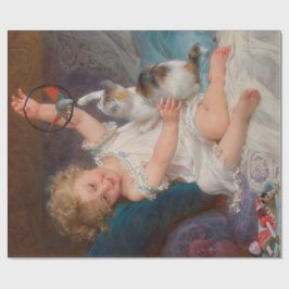 遊び時間：女遊の子とペットの子猫 ラッピングペーパー