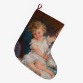 遊び時間:女遊の子とペットの子猫 ラージクリスマスストッキング (正面 (吊り時))