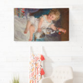 遊び時間：女遊の子とペットの子猫 横断幕 (インサイチュ)