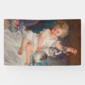 遊び時間：女遊の子とペットの子猫 横断幕 (横)