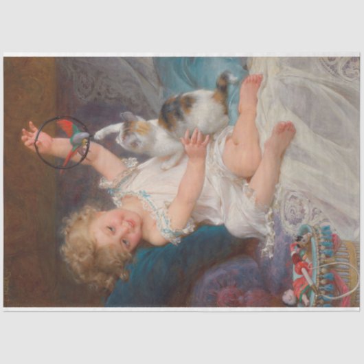 遊び時間:女遊の子とペットの子猫 薄葉紙 (正面)