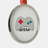 遊ぶために住んで下さい メタルオーナメント (右)