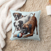遊ぶボクサー犬 クッション (ブランケット)