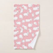 遊んでいるヤギ-ピンク バスタオルセット (ハンドタオル)