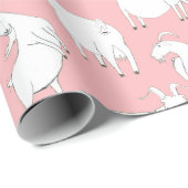遊んでいるヤギ-ピンク ラッピングペーパー (ロールコーナー)