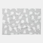 遊んでいるヤギ-灰色 キッチンタオル (横)