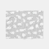 遊んでいるヤギ-灰色 フリースブランケット (正面(横))