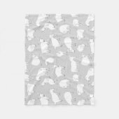 遊んでいるヤギ-灰色 フリースブランケット (正面)