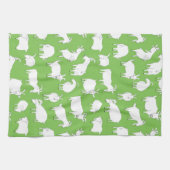 遊んでいるヤギ-緑 キッチンタオル (横)