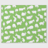 遊んでいるヤギ-緑 ラッピングペーパー (フラット)