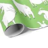 遊んでいるヤギ-緑 ラッピングペーパー (ロールコーナー)