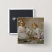 遊んでいる兄弟および姉妹1915年 缶バッジ (正面&裏面)