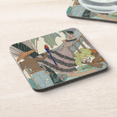 遊んでいる美しい(pochoirのプリント) コースター (左側)