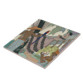 遊んでいる美しい(pochoirのプリント) タイル (側面)