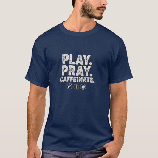 遊んで 祈って カフェインを摂取 Tシャツ (正面)