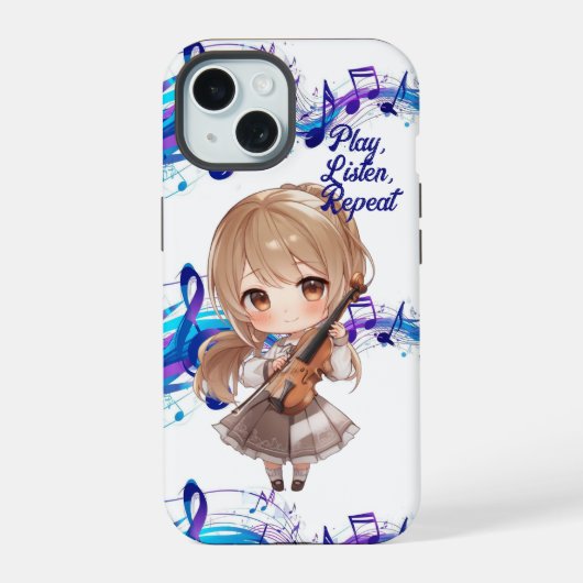 遊んで、聴いて、繰り返して iPhone 15ケース (裏面)