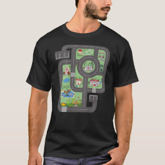 遊クールMATレースの車トラックと恐竜とのパパ Tシャツ