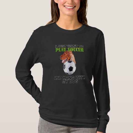 遊サつるッカーW犬アイリッシュセッター Tシャツ (正面)