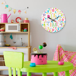遊タイムカラフルキッズクレヨンサークル正方形の壁 スクエア壁時計