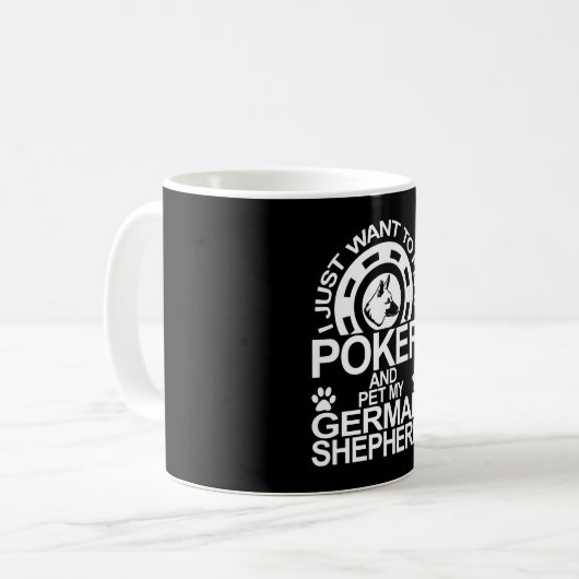 遊トランプのポーカーと愛玩愛玩愛犬 コーヒーマグカップ (正面左)