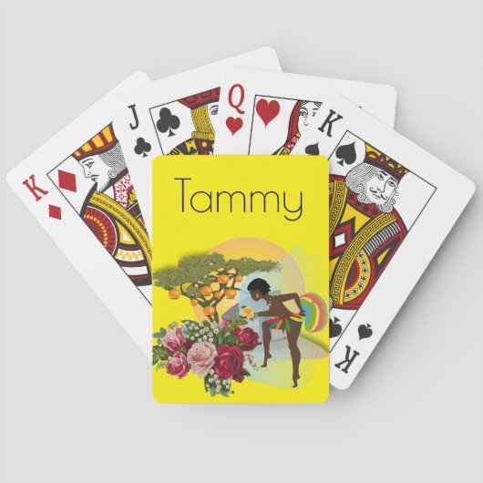 遊トランプアフリカ女性フローラ黄 トランプ (裏面)