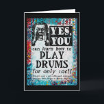 遊ドラムおもしろい- Vintage Ad カード<br><div class="desc">フェイクヴィンテージお洒落の新聞はビクトリアン「ドラムの学どのようにする」に広告する。</div>