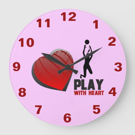 遊ハートバレーボール壁時計 ラージ壁時計 (正面)