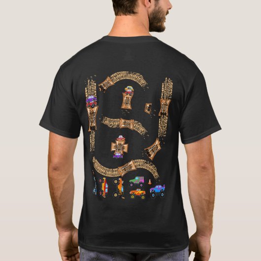 遊モンスタートラックパパのバックマットロードカーRac Tシャツ (裏面)