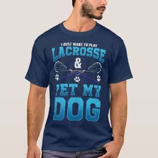 遊ラクロスとペットで犬のラクロス選手のギフト Tシャツ