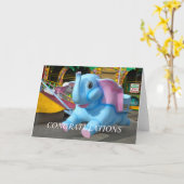 遊園地のお祝いの象 カード (黄色い花)