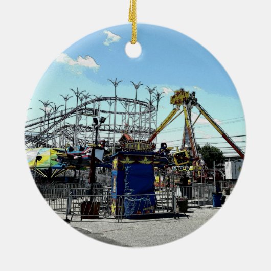 遊園地のジェットコースターの古い果樹園は私を浜に引き上げます セラミックオーナメント (裏面)