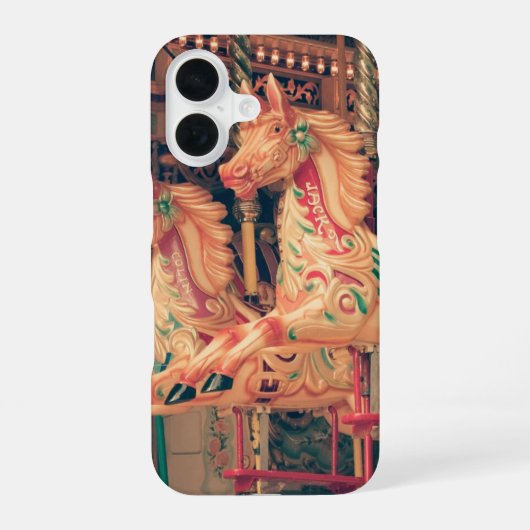 遊園地のメリーゴーラウンドの馬 iPhone 16ケース (裏面)