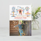 遊園地の子供の誕生日写真 招待状 (スタンド正面)