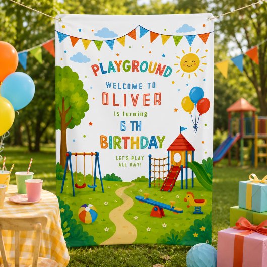 遊園地アドベンチャー 6歳の誕生日パークパーティー 横断幕