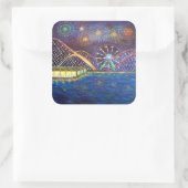遊園地花火ローラーコースターのシール スクエアシール (バッグ)
