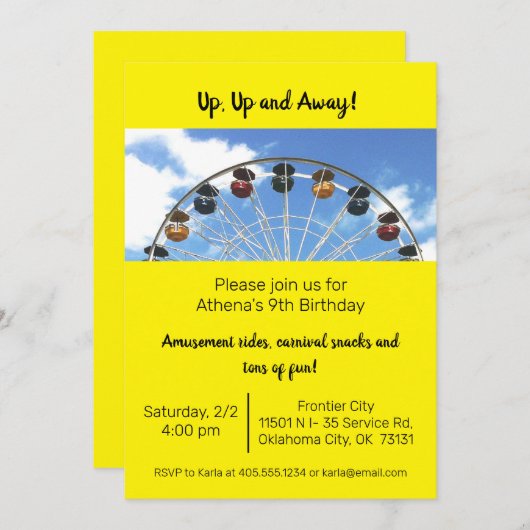 遊園地観覧車招待状 招待状 (正面/裏面)