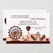 遊園地（ブラウン）招待状 招待状 (正面/裏面)