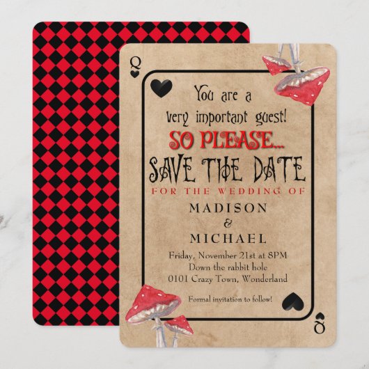 遊戯王のカードで狂ったキノコたち　Save The Date 招待状 (正面/裏面)