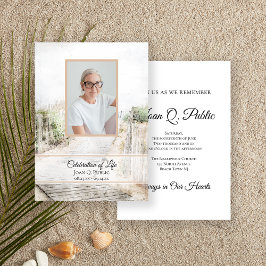 遊歩道からビーチへの水彩画　人生の祝い 招待状