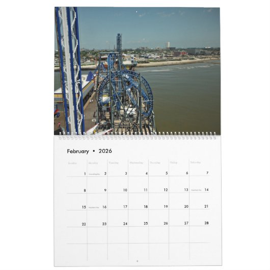 遊歩道の喜び桟橋Galvestonテキサス州 カレンダー (2月 2026)