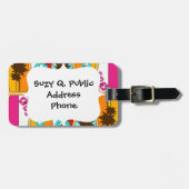 遊歩道の夏のビーチのテーマのサーフボード ラゲッジタグ (正面横)