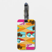 遊歩道の夏のビーチのテーマのサーフボード ラゲッジタグ (裏面縦)