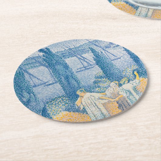 遊歩道の女絵画性 ラウンドペーパーコースター (アングル)