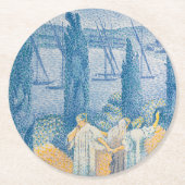 遊歩道の女絵画性 ラウンドペーパーコースター (正面)