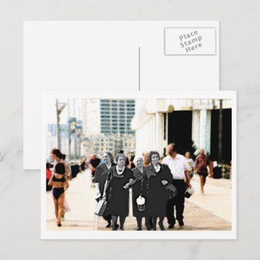 遊歩道の家族 ポストカード (正面/裏面)