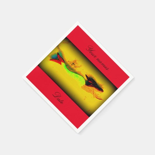 遊泳中の人魚のパーソナライズされた招待 スタンダードカクテルナプキン (角)