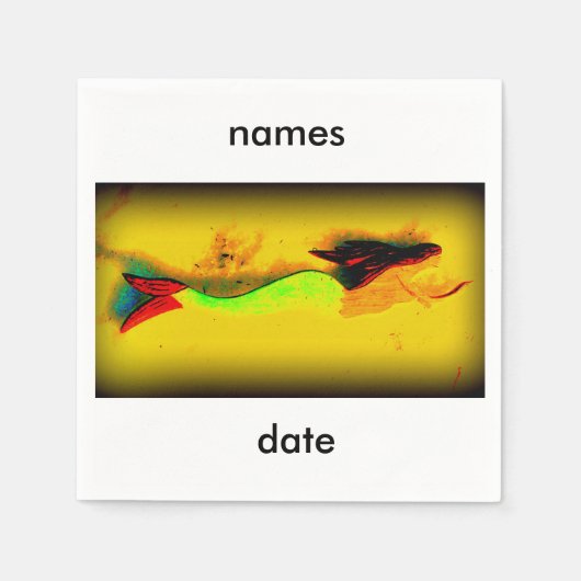 遊泳中の人魚のパーソナライズされた招待 スタンダードカクテルナプキン (正面)